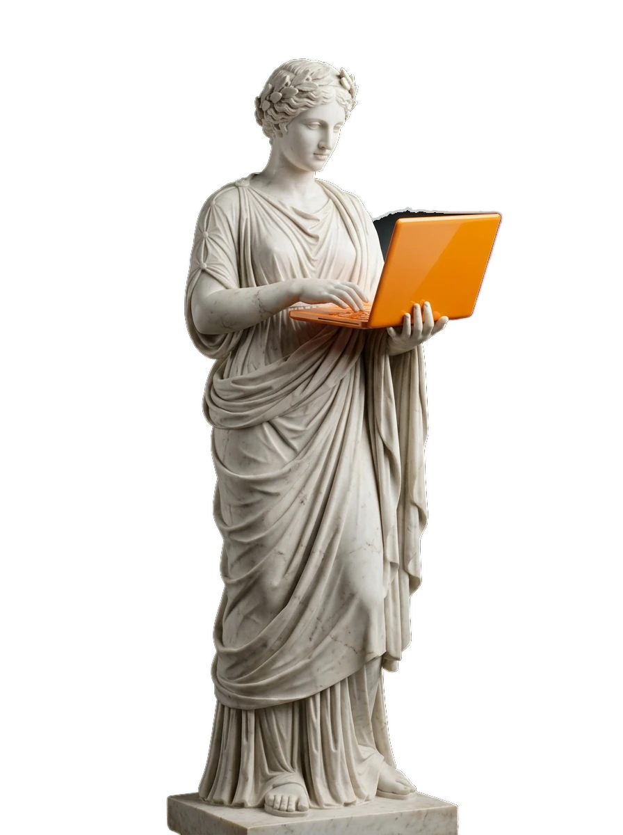 Software e AI: statua di Mercurio